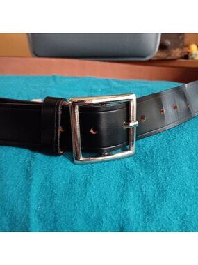 Vintage Mens XL 44 Leather Work Rocker Black India 1990's Pirate Silver Buckle